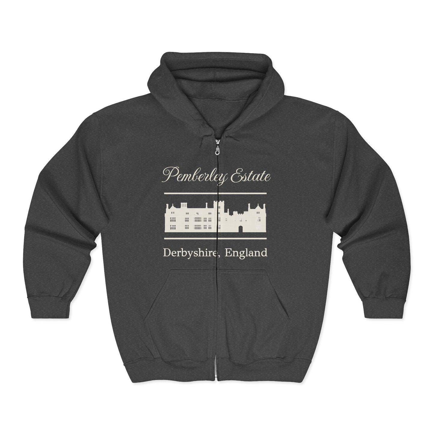 Official Pemberley Estate Zip-Up Hoodie — Derbyshire, England (Unisex)