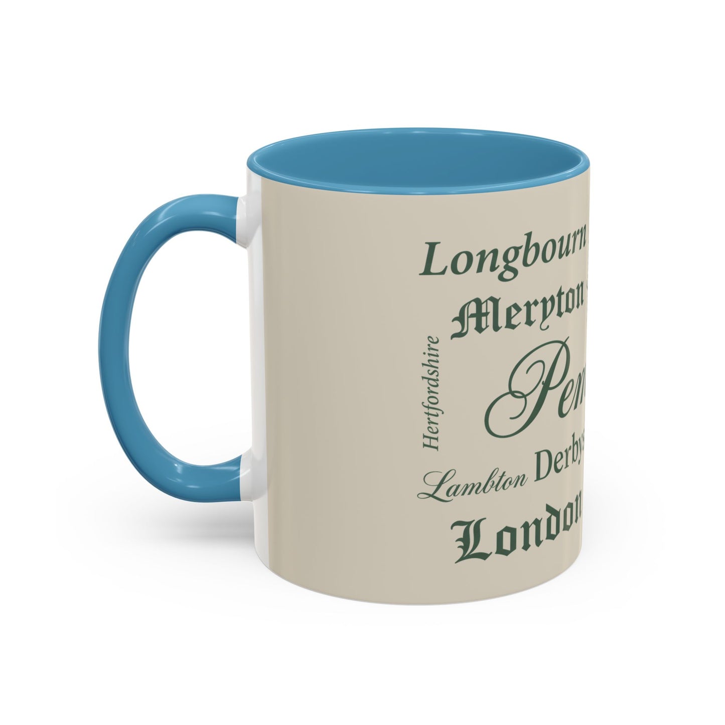 Places of Pride & Prejudice Accent Mug — Pemberley, Longbourn & English Towns