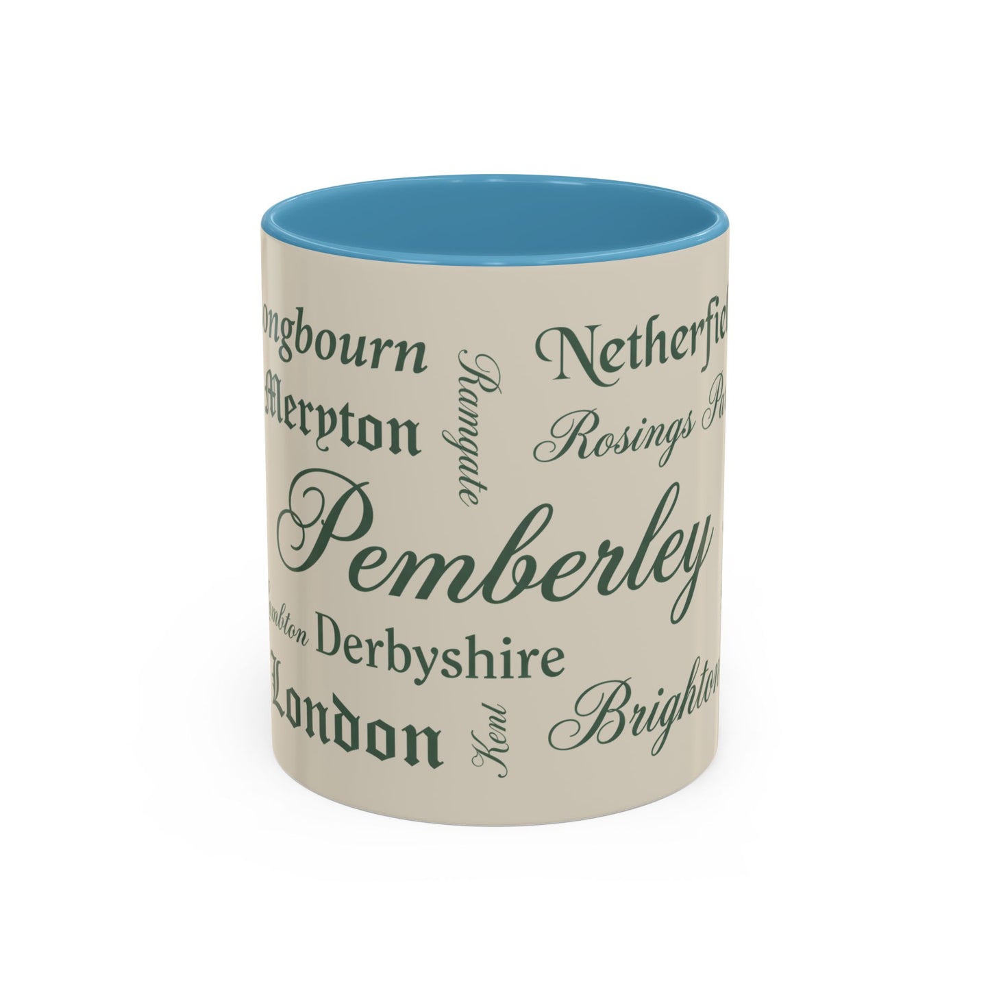 Places of Pride & Prejudice Accent Mug — Pemberley, Longbourn & English Towns