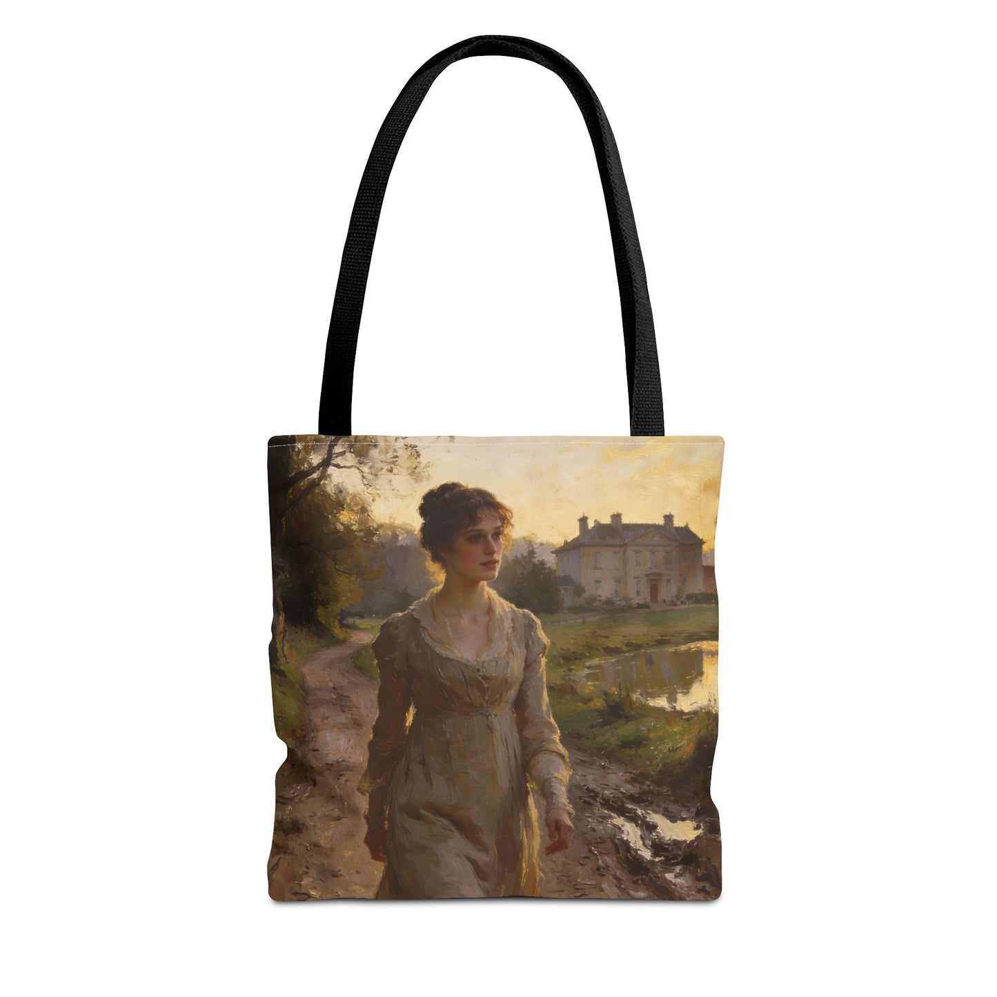 Lizzy & Darcy Country Walk Tote Bag — Double-Sided Romantic Art (3 Sizes)