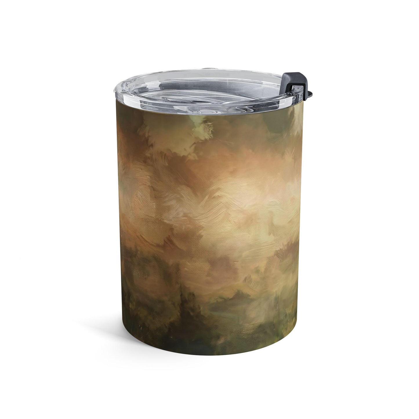 Tumbler with a printed design of Mr. Darcy walking in the mist