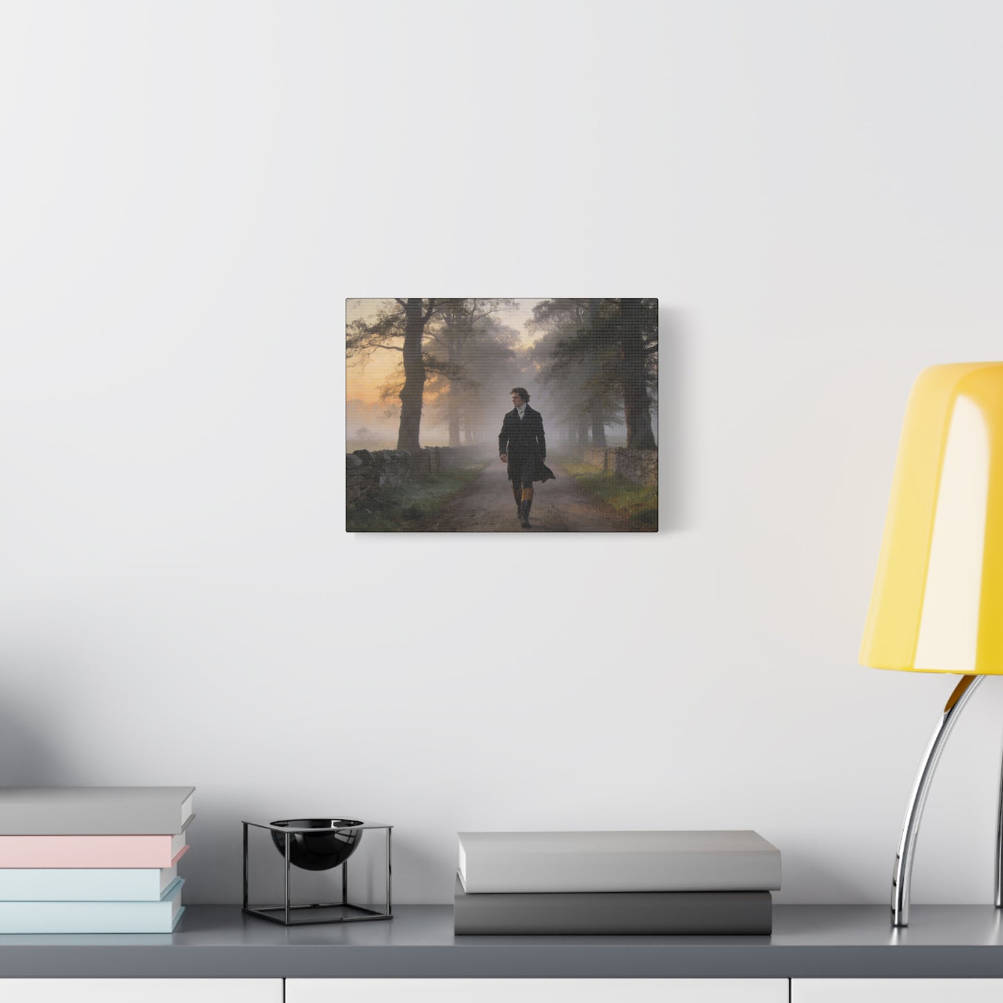 Mr. Darcy Walking Down a Country Lane Matte Canvas Print