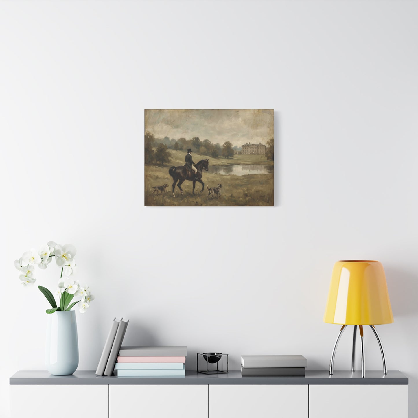 Mr. Darcy on Horseback at Pemberley Matte Canvas Print