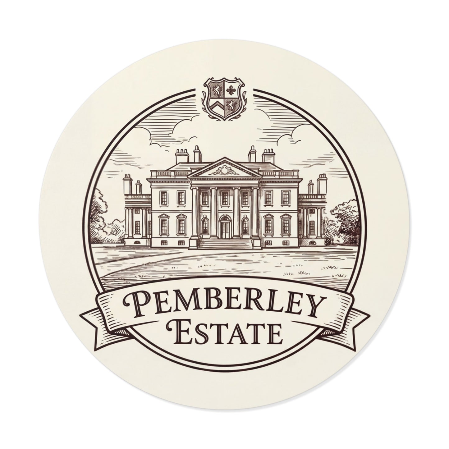 Official Pemberley Estate Logo Round Sticker — 3" & 6" Vinyl Decal