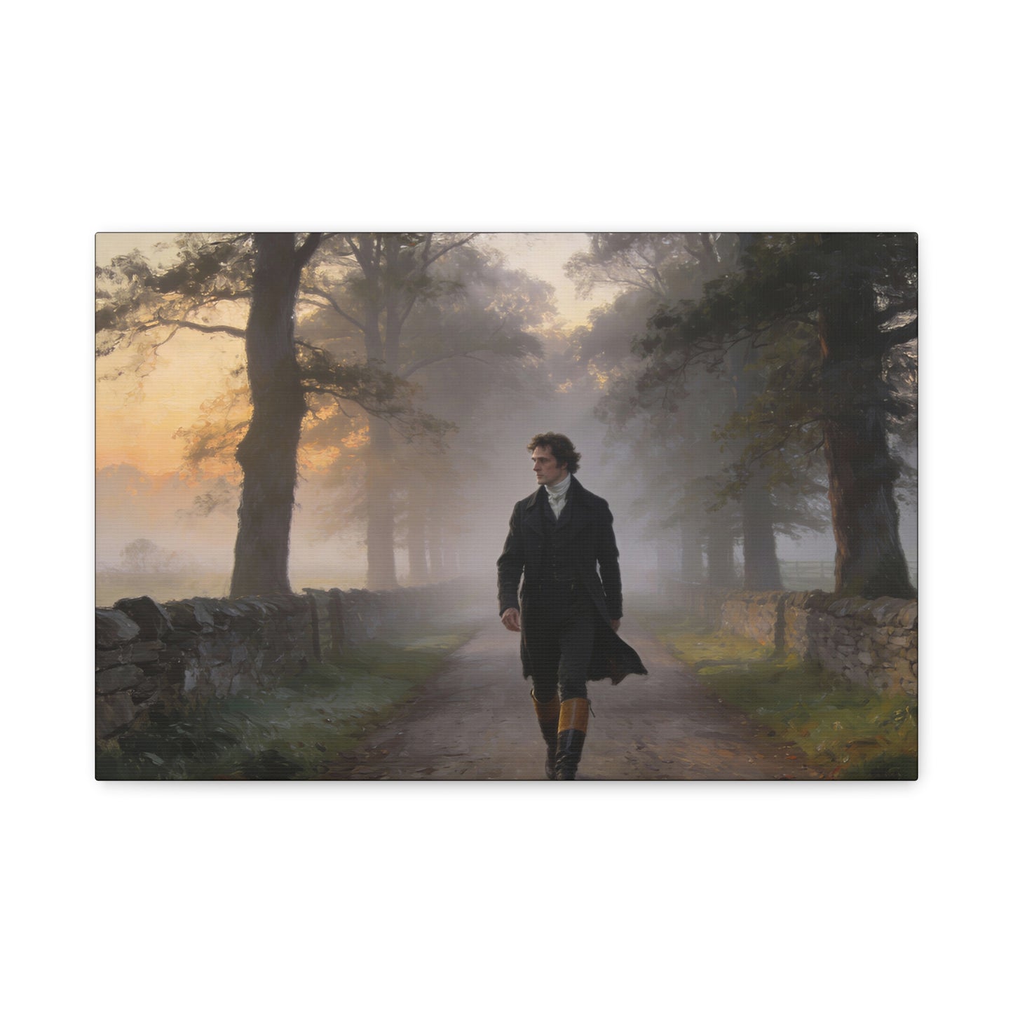 Mr. Darcy Walking Down a Country Lane Matte Canvas Print