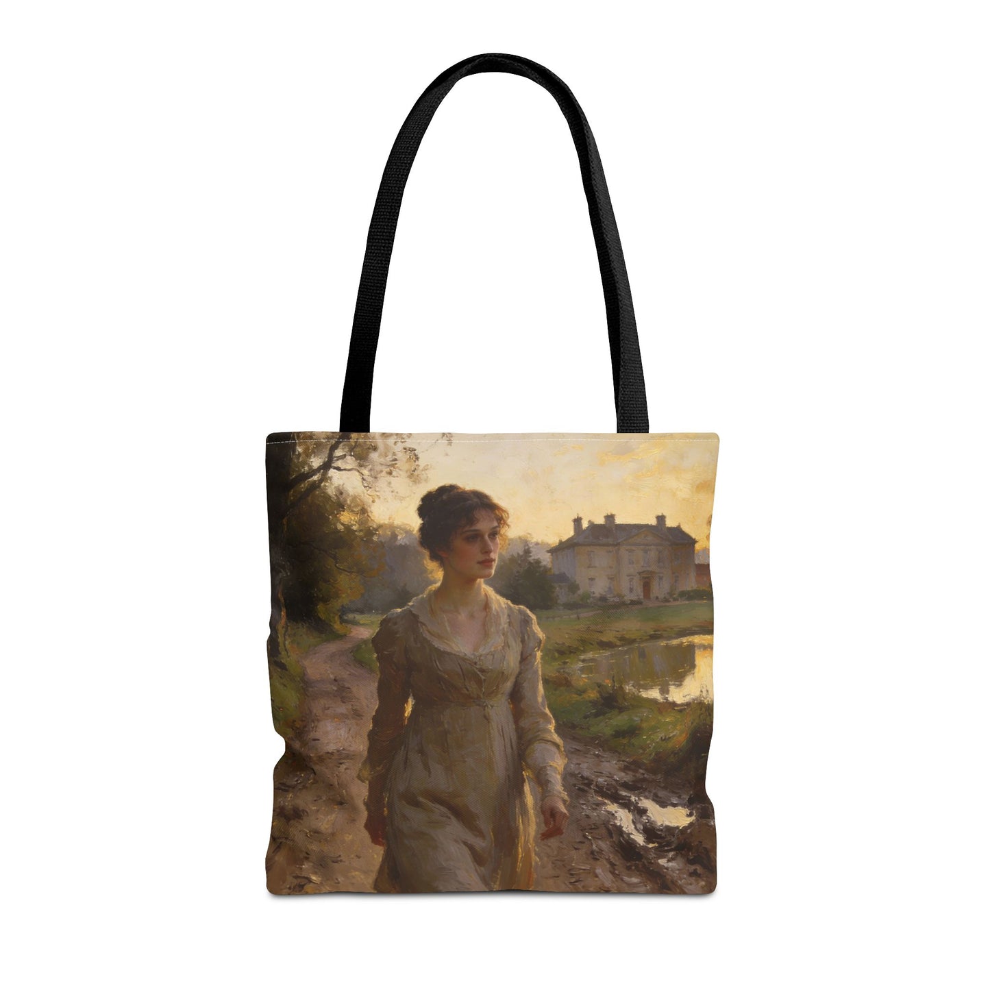 Lizzy & Darcy Country Walk Tote Bag — Double-Sided Romantic Art (3 Sizes)