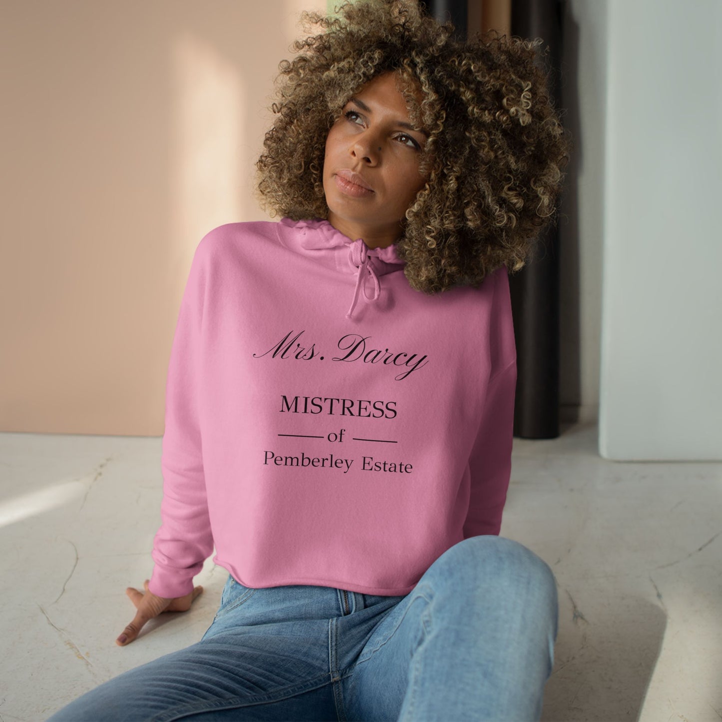 Mrs. Darcy “Mistress of Pemberley Estate” Crop Hoodie | Jane Austen Literary Sweatshirt