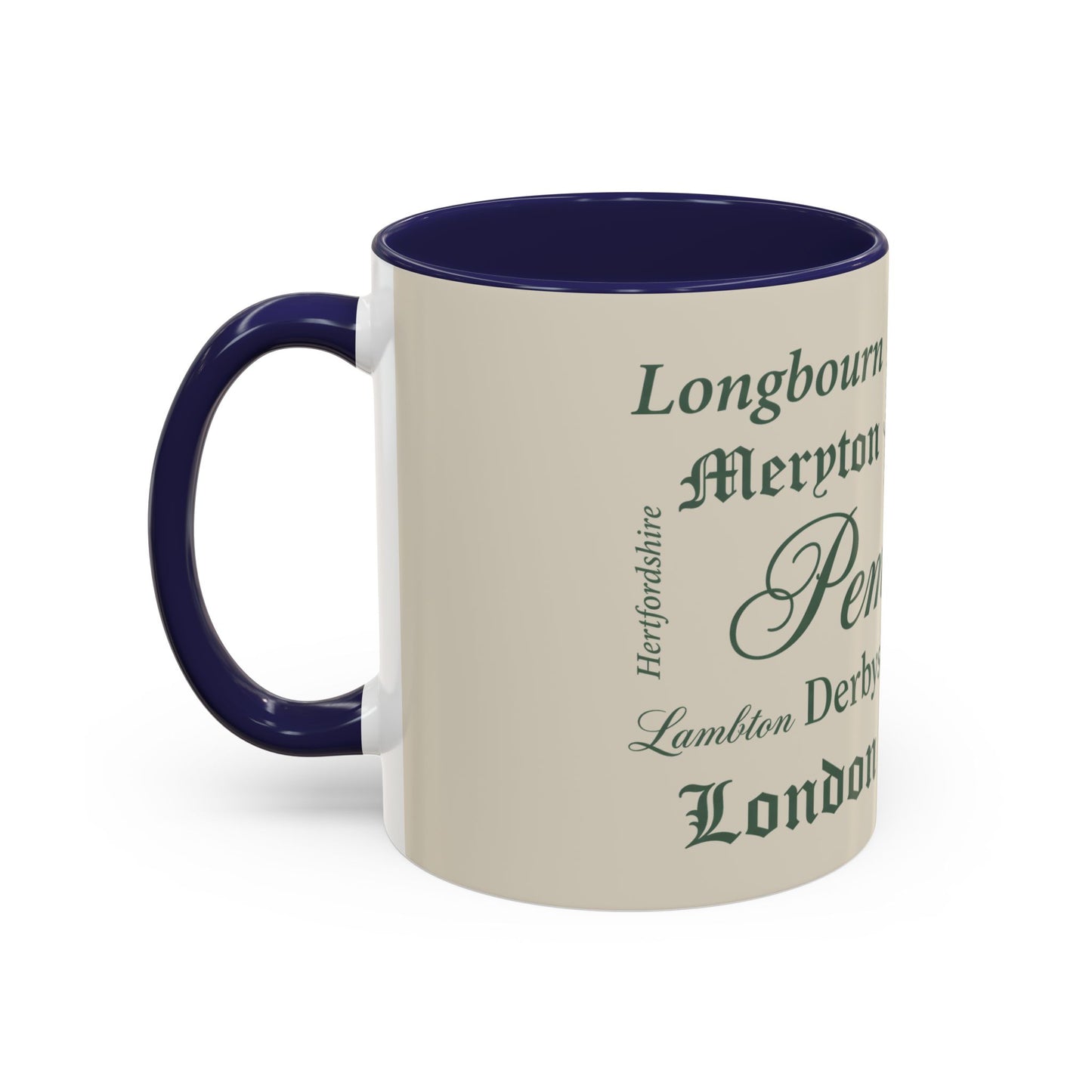 Places of Pride & Prejudice Accent Mug — Pemberley, Longbourn & English Towns