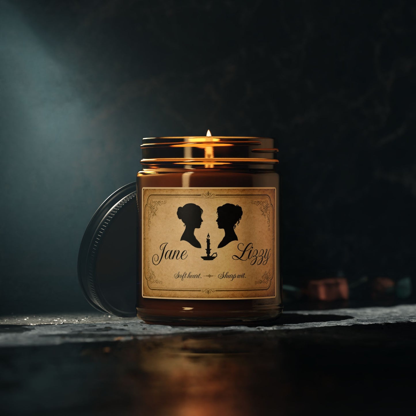 Jane & Lizzy “Soft Heart. Sharp Wit.” Soy Candle — Pride & Prejudice Literary Candle