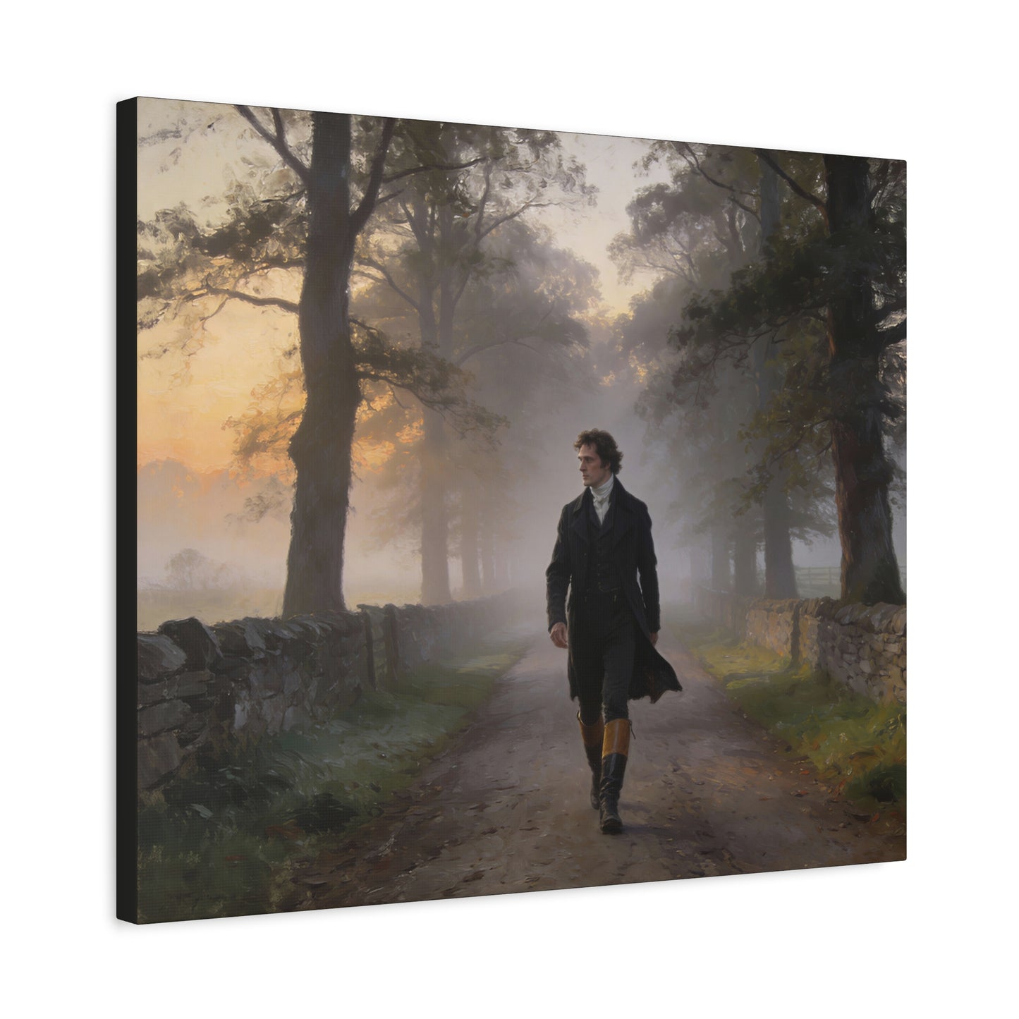 Mr. Darcy Walking Down a Country Lane Matte Canvas Print