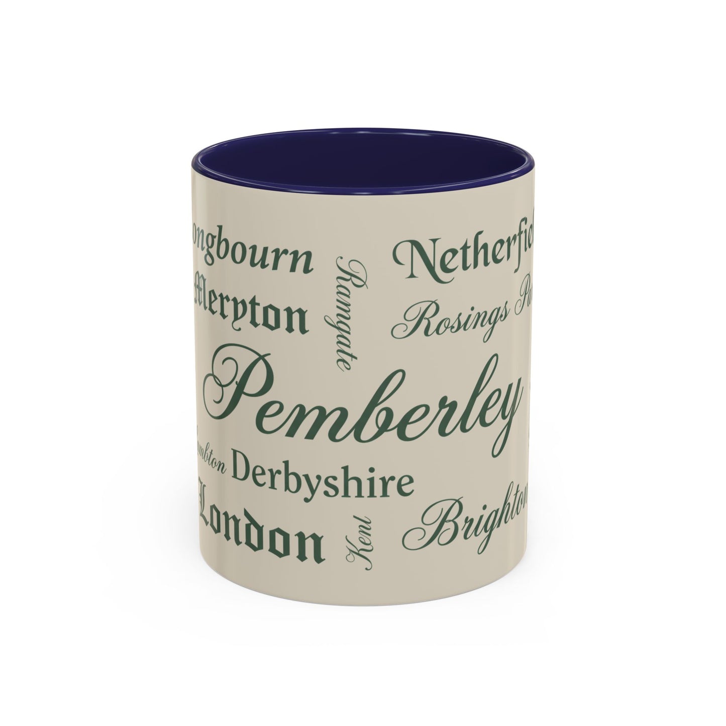 Places of Pride & Prejudice Accent Mug — Pemberley, Longbourn & English Towns