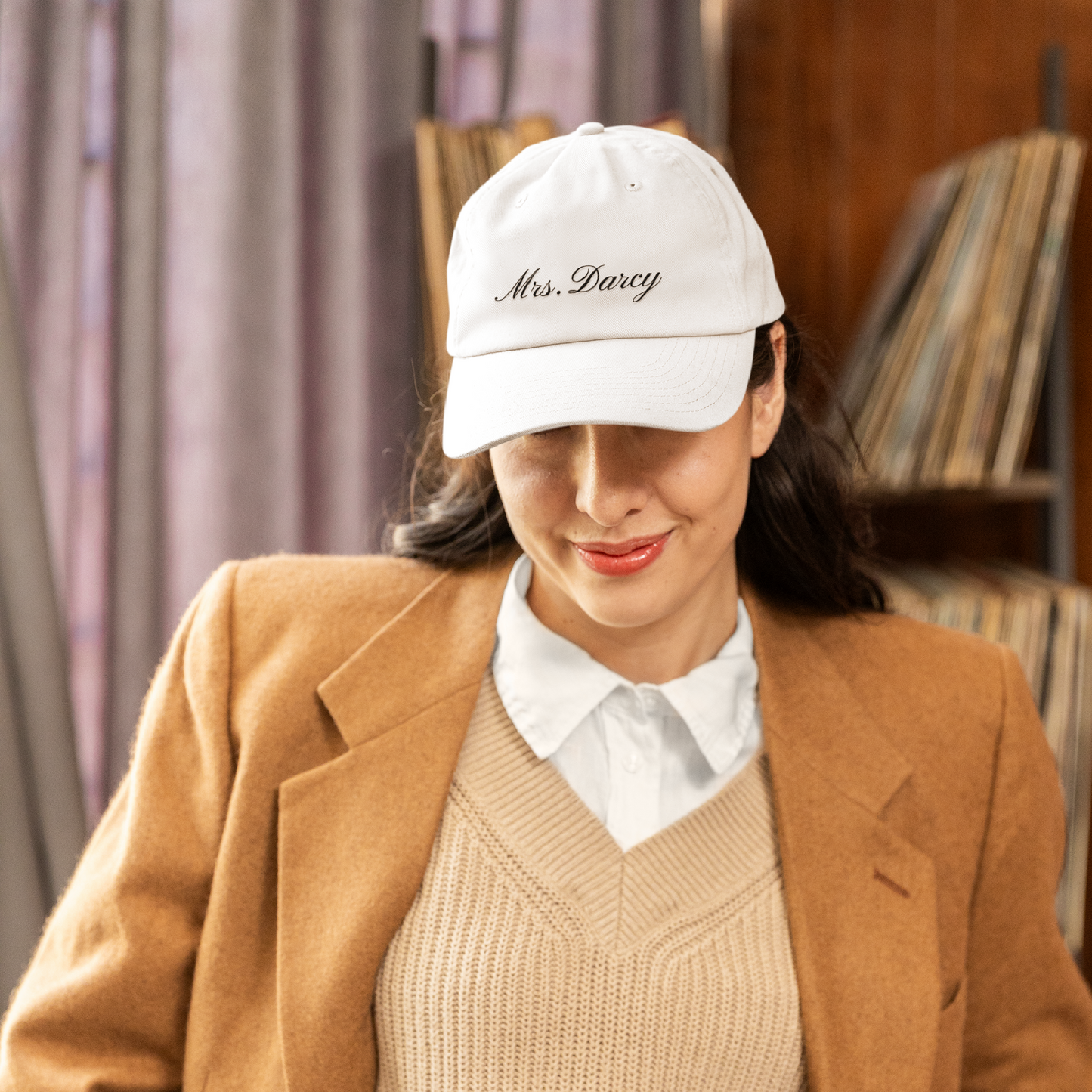 Mrs. Darcy Embroidered Women’s Pigment-Dyed Cap | Low-Profile Ponytail Hat