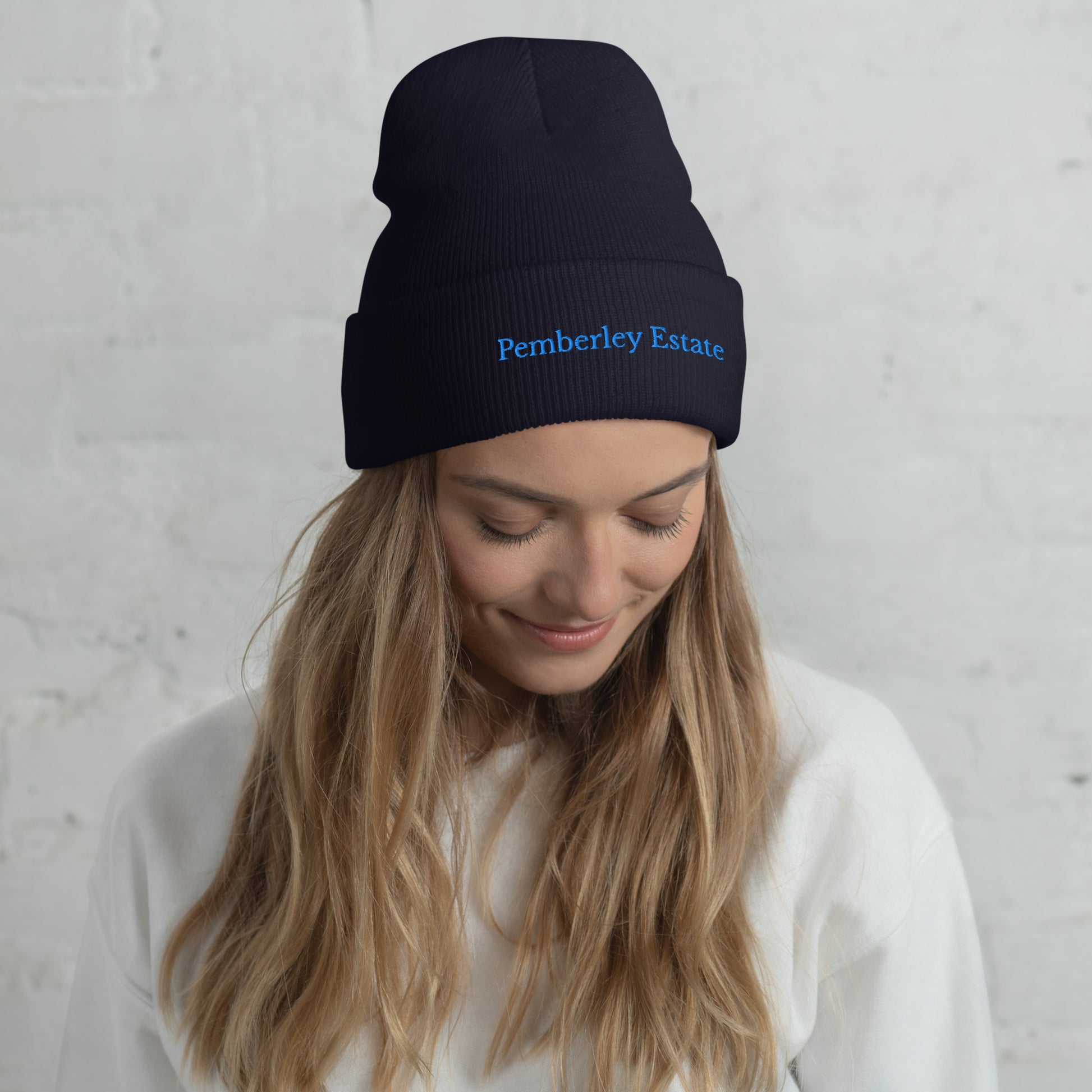 lady in navy blue beanie