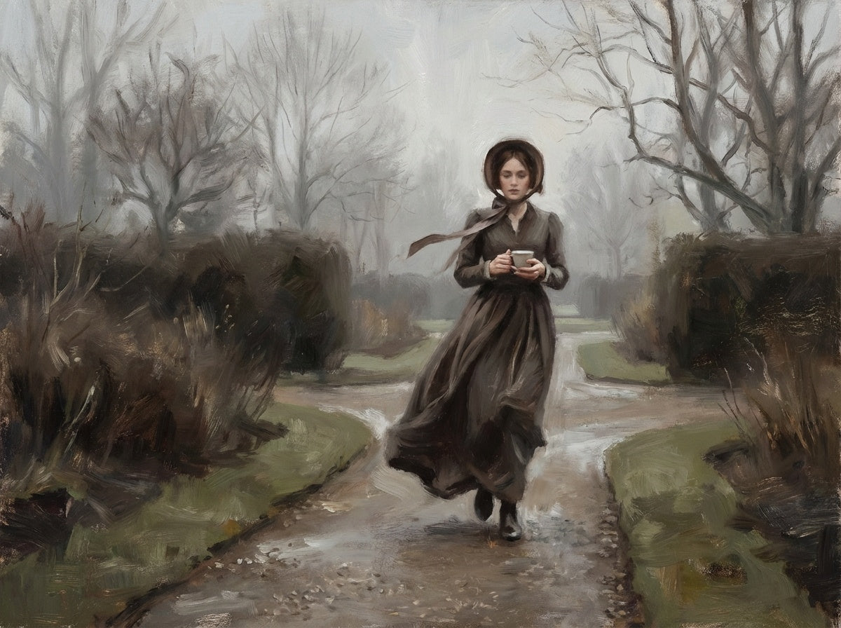 Lizzy walking on a misty morning