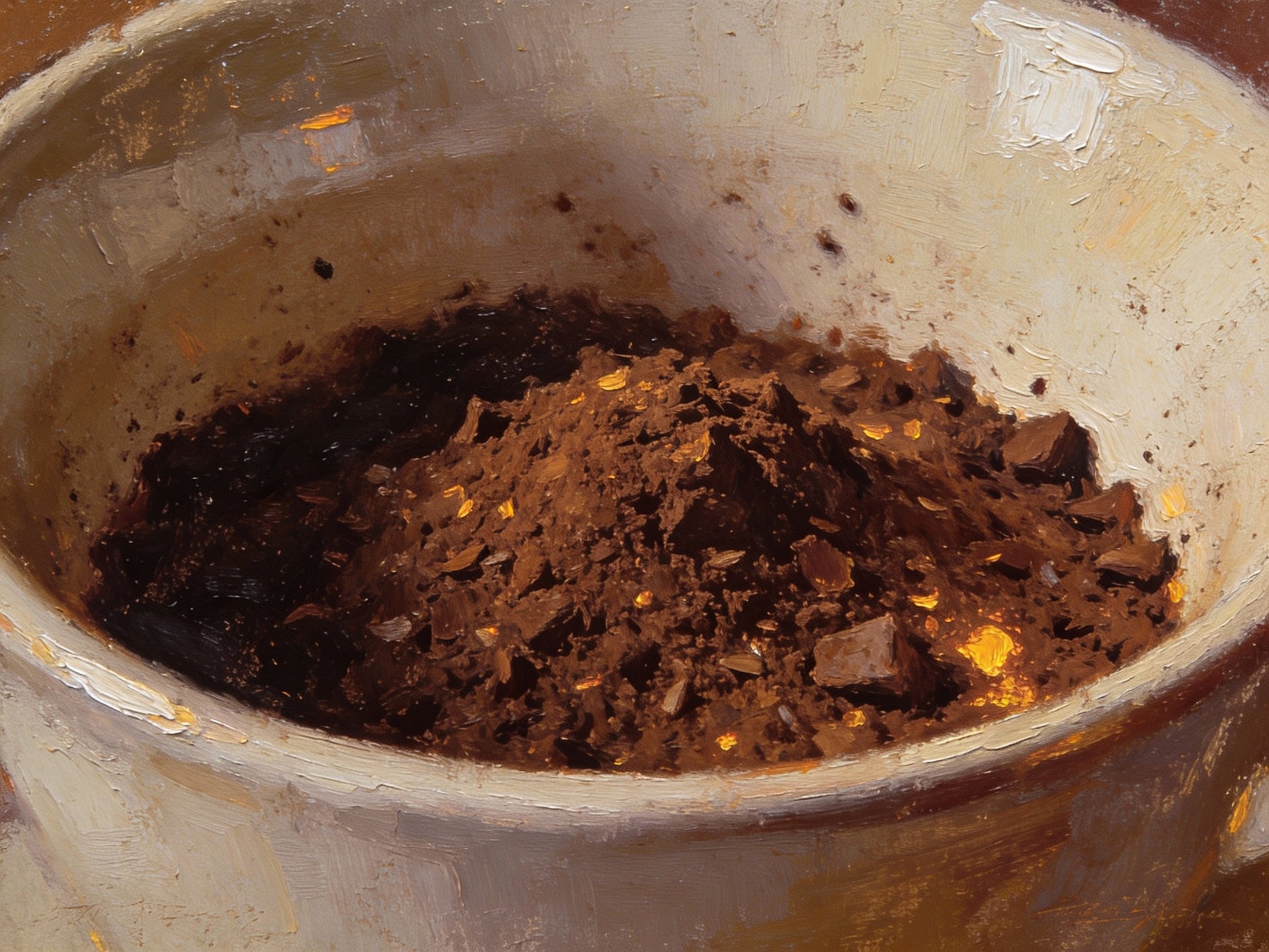 small bowl of ground coffee