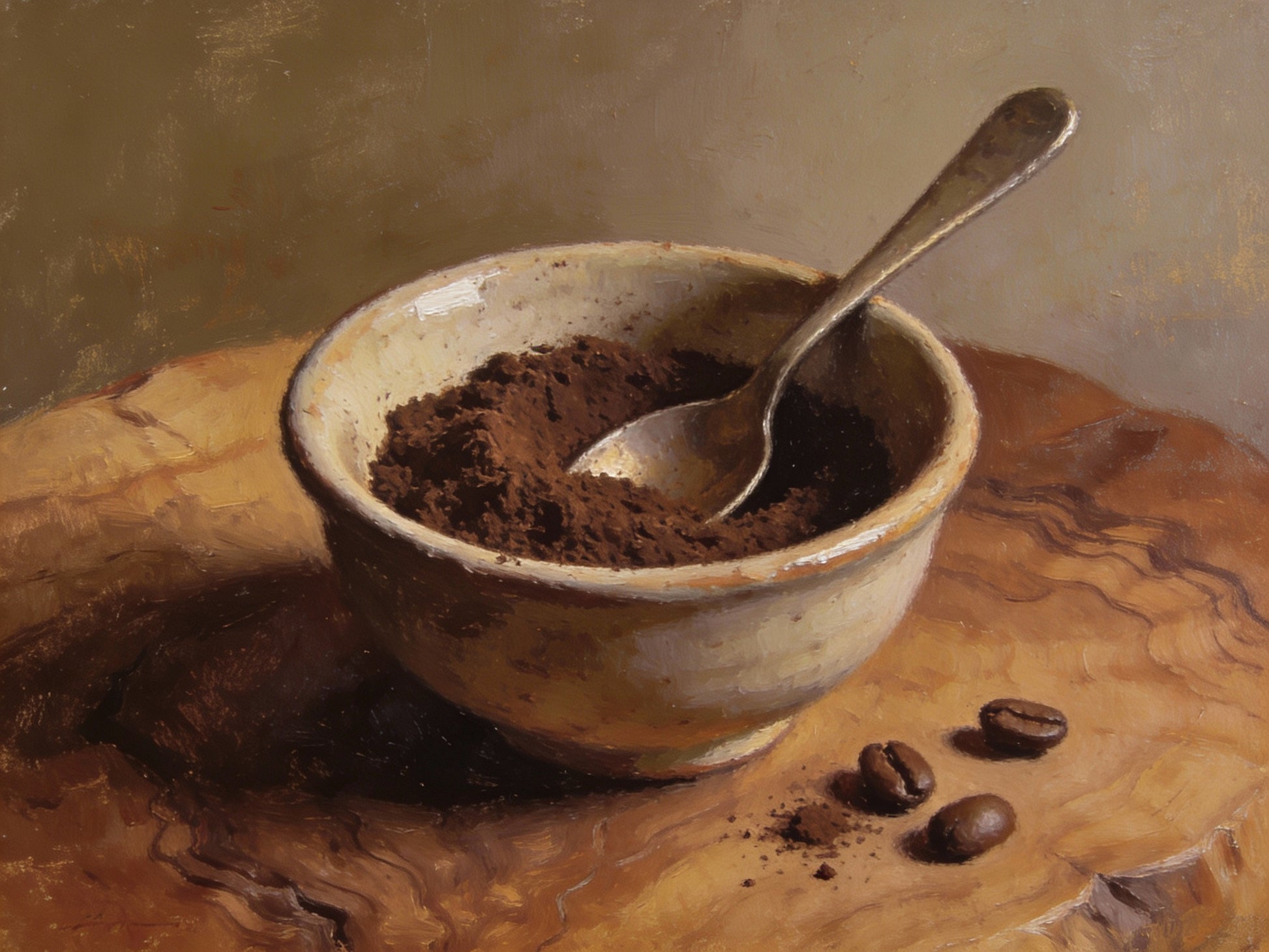small bowl of ground coffee