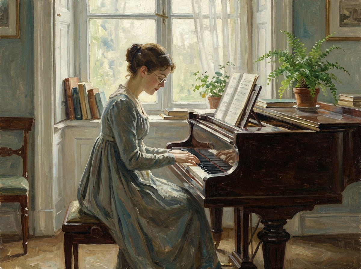 Mary Bennet playing the pianoforte