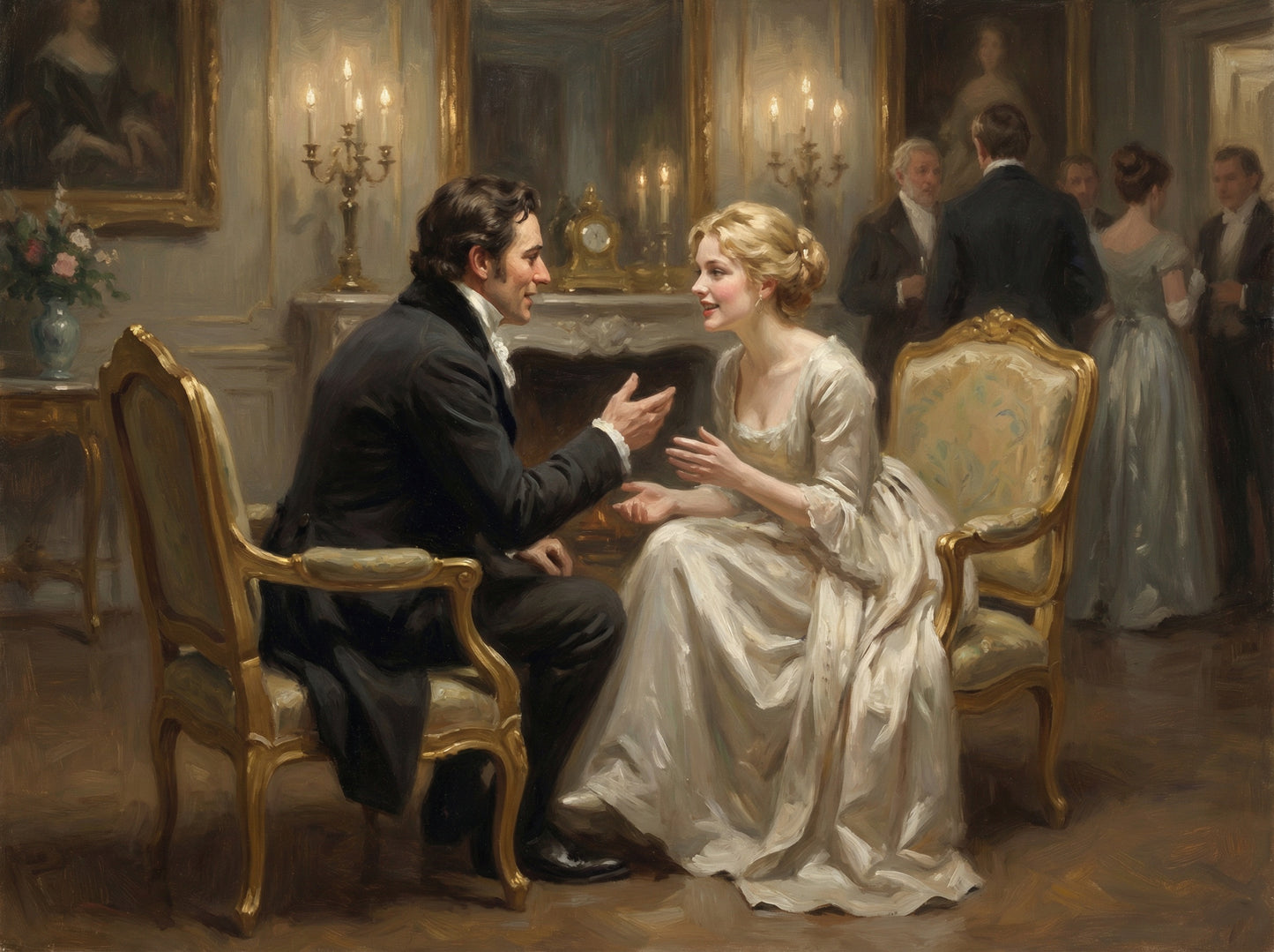 Jane Bennet talking with a gentleman