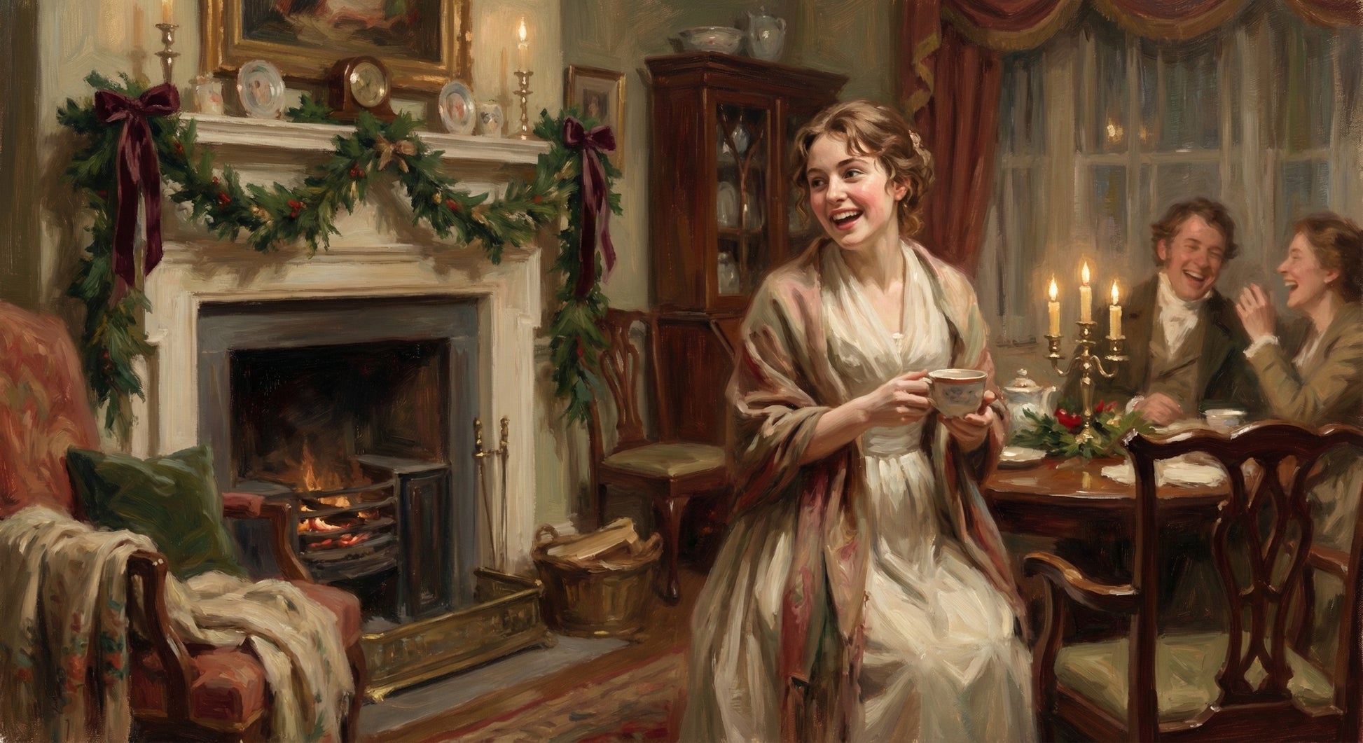 Catherine Bennet laughing with a cup of coffee