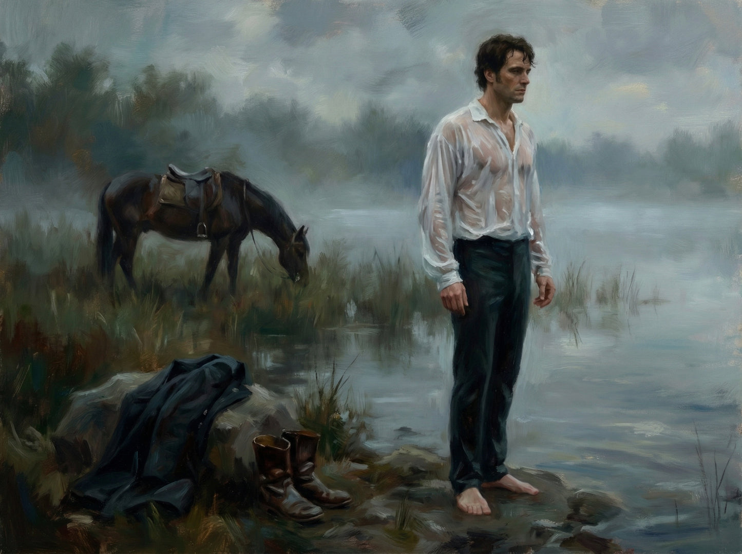 Mr. Darcy just out from his swim 