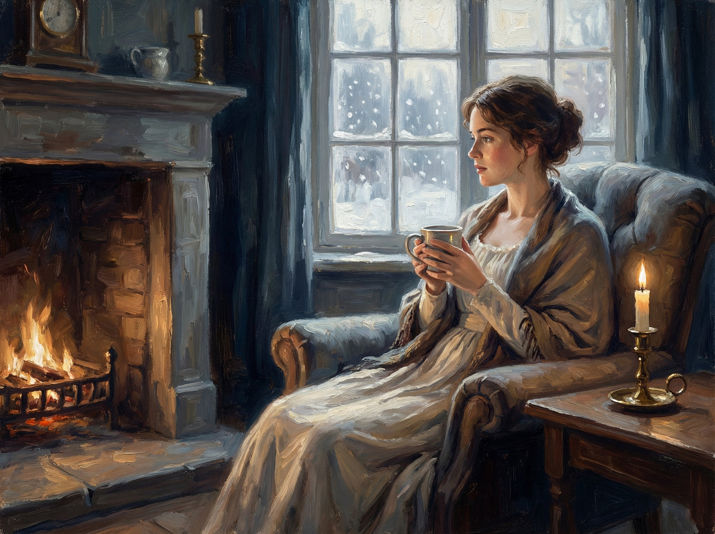 Kitty sitting by the fire