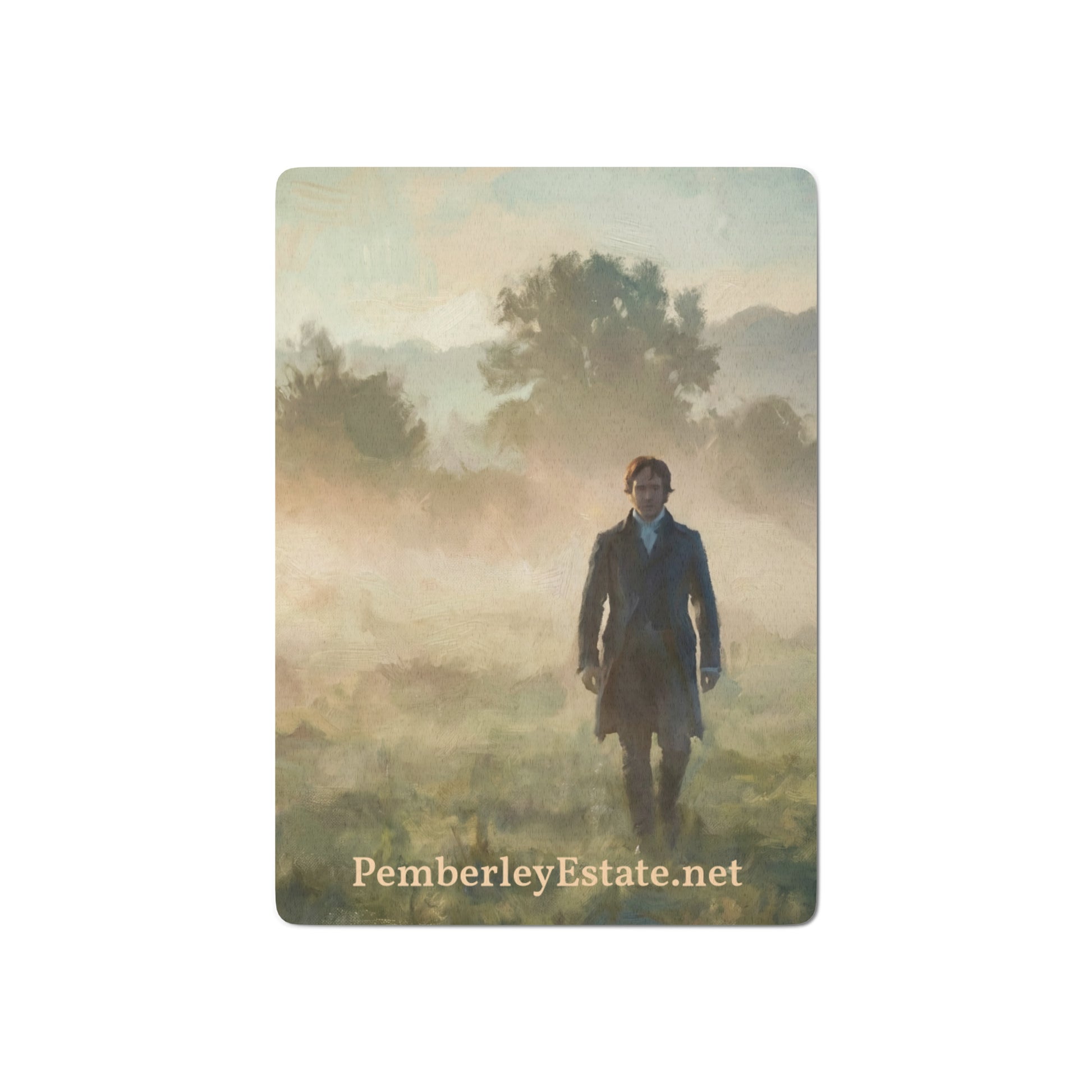 Mr Darcy walking in the morning mist playing cards